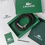 Чоловічий шкіряний двухсторонній ремінь Lacoste (985) чорний/коричневий, фото 3