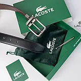Чоловічий шкіряний двухсторонній ремінь Lacoste (985) чорний/коричневий, фото 8