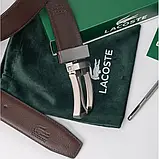 Чоловічий шкіряний двухсторонній ремінь Lacoste (985) чорний/коричневий, фото 7