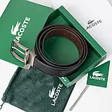 Чоловічий шкіряний двухсторонній ремінь Lacoste (985) чорний/коричневий, фото 6