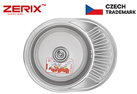 Кухонная мойка из нержавеющей стали овальная с сифоном врезная с крылом раковина на кухню металлическая 5745 satin 0.8