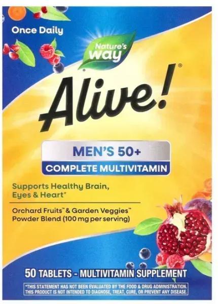 Вітаміни для чоловіків Nature's   Way Alive!® Men's 50+ Complete Multivitamin  50 таблеток, фото 1