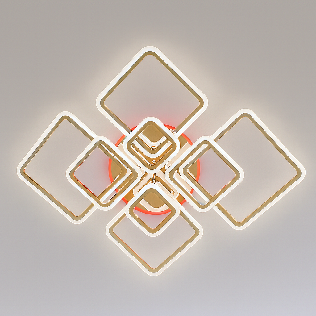 Cвітлодіодна люстра Ромби Diasha 235W до 40 м² колір Золотистий A8160/8G 3color, фото 1