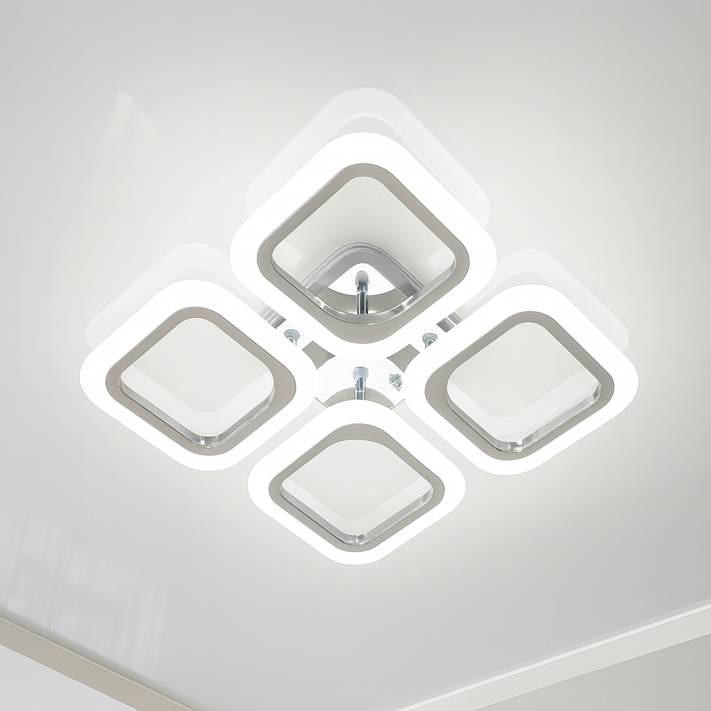 Невелика світлодіодна люстра без підсвітки Diasha 55W до 12 м² колір Хром AS8060/4HR, фото 1