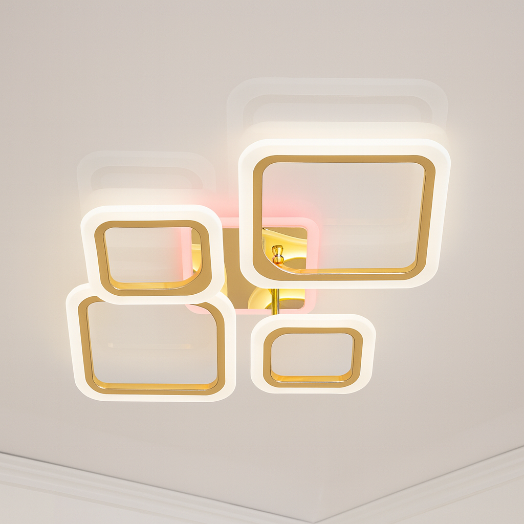 Світлоідодна люстра Золото Diasha 80W до 18 м² колір Золотистий A8060/2+2G 3color dimmer, фото 1