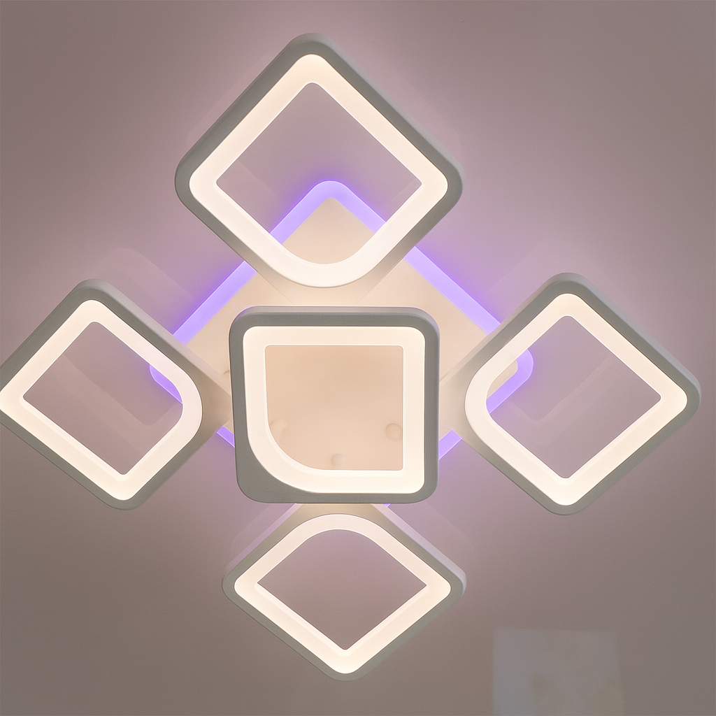 Люстра светодиодная Diasha 90W до 20 м² колір Білий S8060/4+1WH LED 3color, фото 1