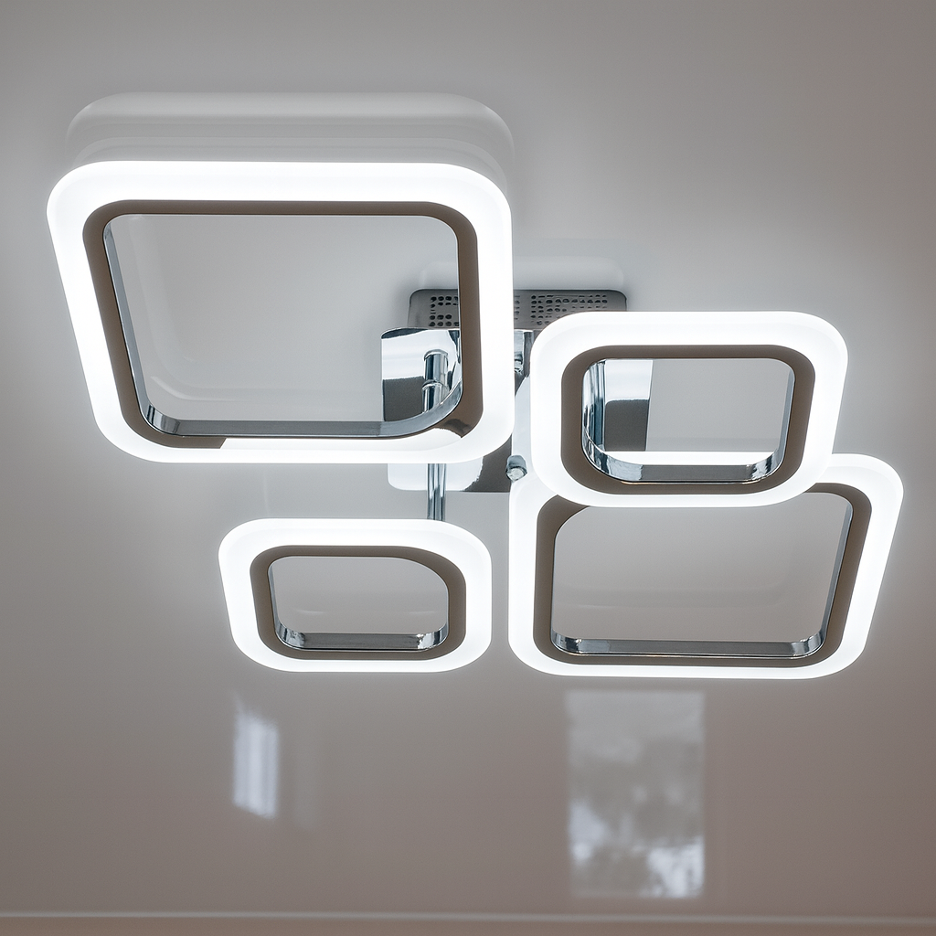 Світлодіодна люстра Diasha 52W до 12 м² колір Хром A8060/2+2HR, фото 1