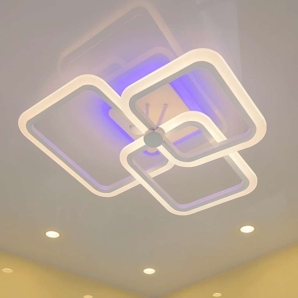 ЛЕД люстра з пультом та підсвічуванням Diasha 65W до 16 м² колір Білий A8208/3WH LED 3col, фото 1