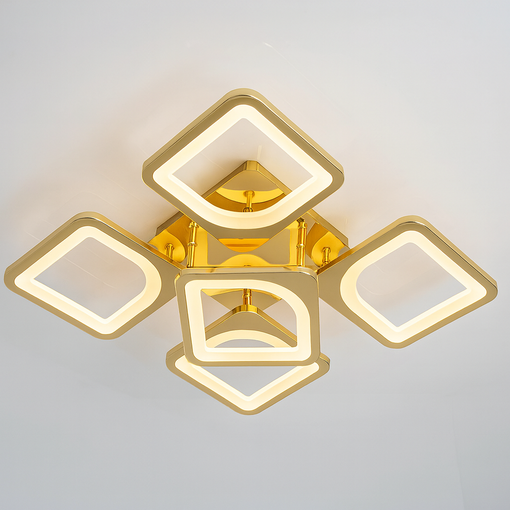 Лед люстра без підсвічування  Diasha 72W до 18 м² колір Золотистий S8060/4+1G, фото 1