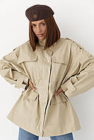 Подовжена жіноча вітрова куртка - бежевий цвет, M (є розміри)