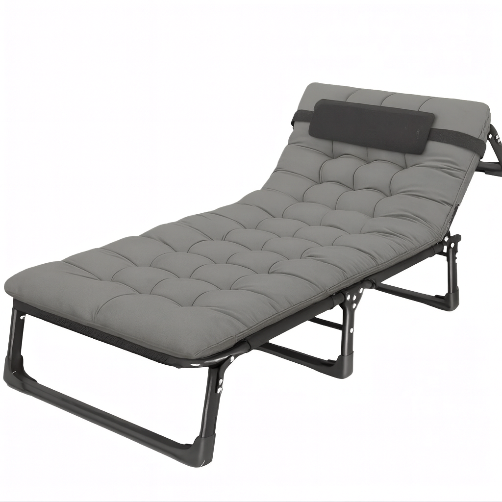 Розкладне ліжко (розкладачка) з матрацом і подушкою LEOBRO Grey (LB-FB-A1-GRY)