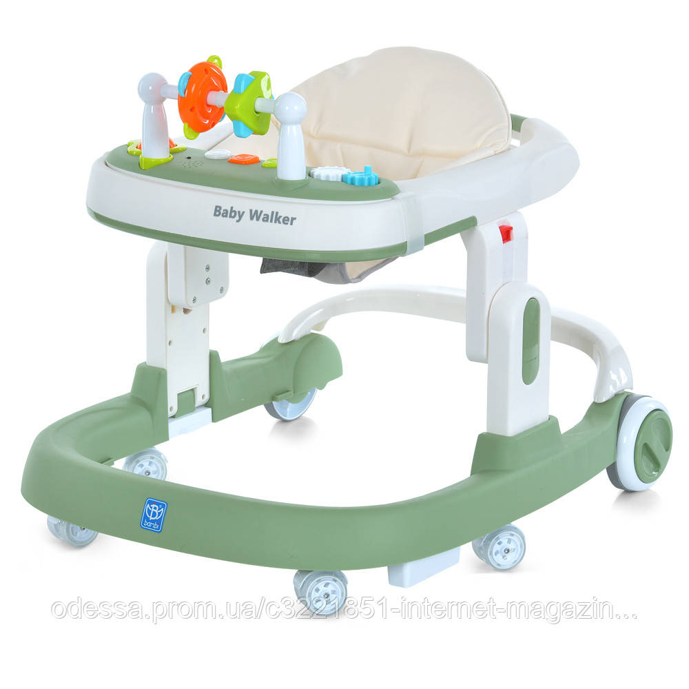 Ходунки дитячі Bambi M 5032L-5 (56*57*73 см, колеса: передні 4*Ø5 см, задні 2*Ø11.5 см, стопори, висота: 3 полож., музика, світло,