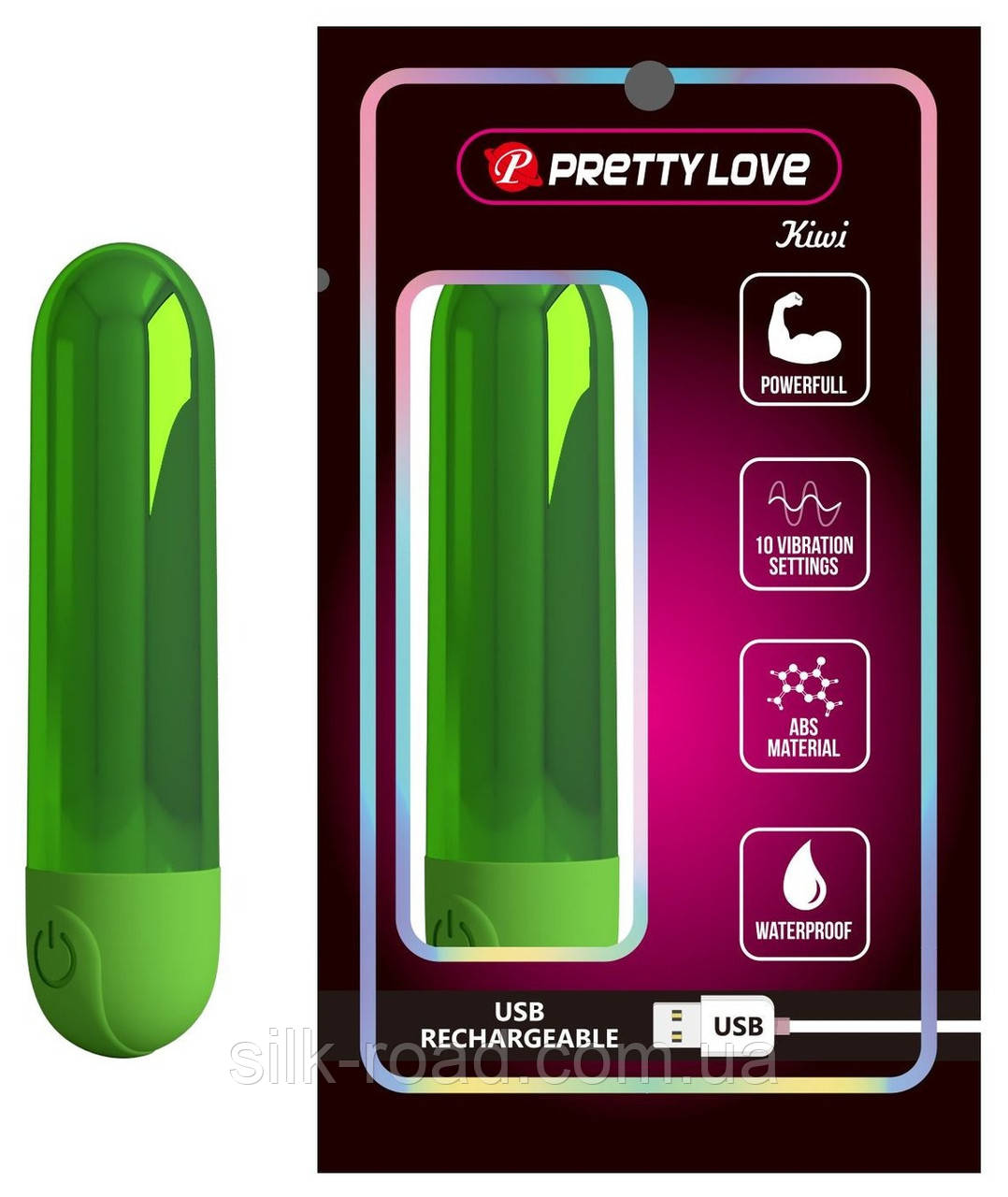 Віброкулька Pretty Love Kiwi зелена, 8 х 1.8 см