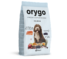 Напіввологий корм ORYGO для дорослих собак з лососем та чорницею 8 кг
