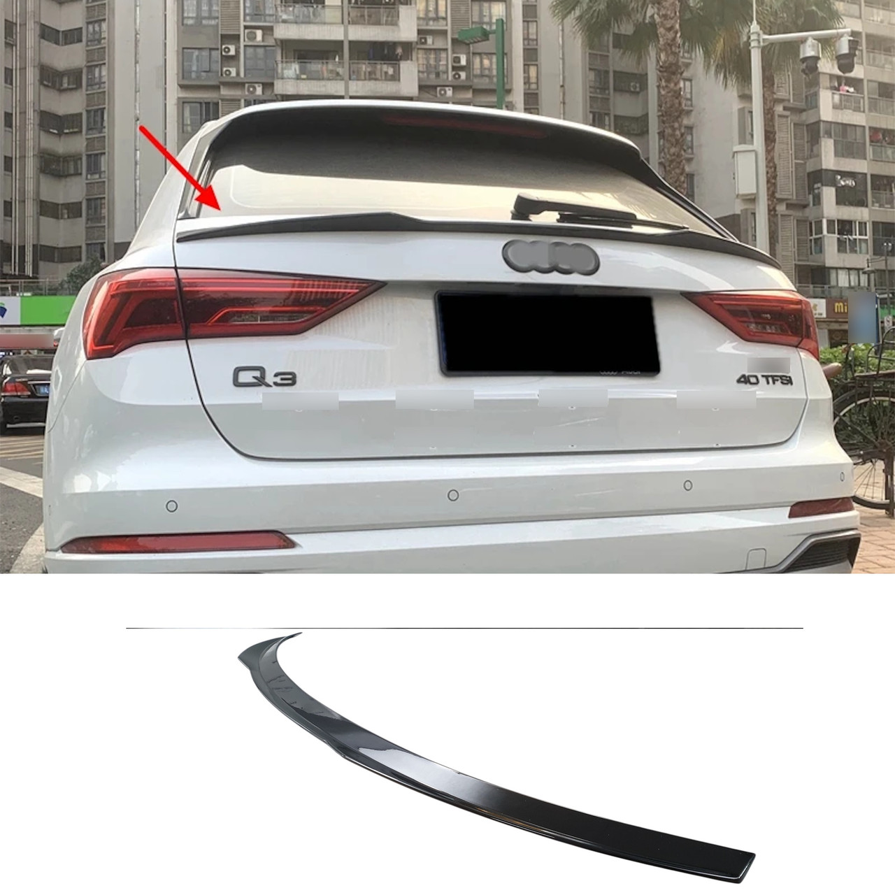 Спойлер Чорний глянець на AUDI Q3 83A 2018-2023 року