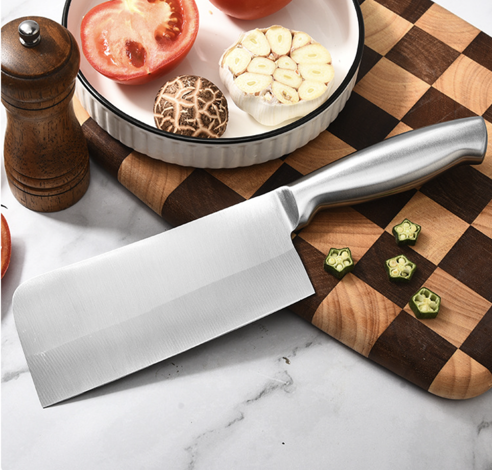 Набір кухонних ножів з нержавіючої сталі на круглій поворотній підставці, 9 предметів. Срібло