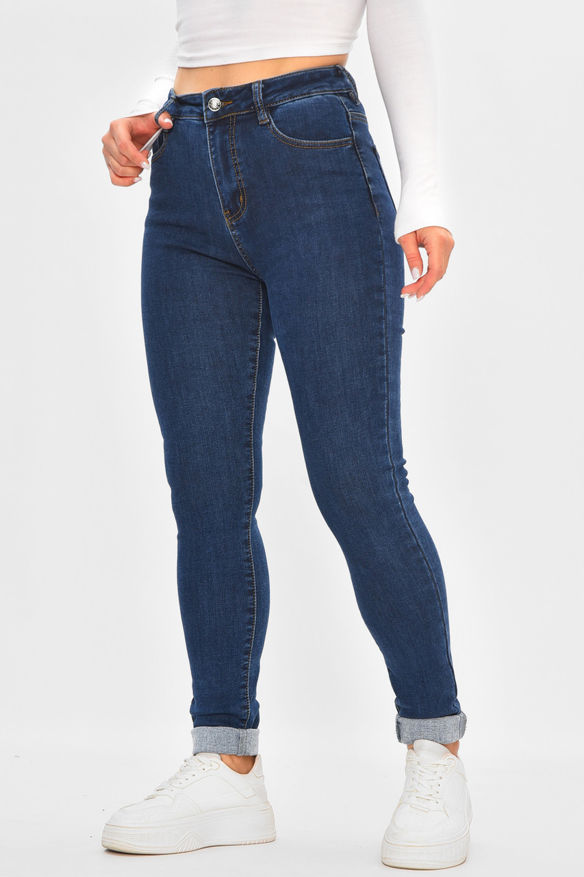 Джинси жіночі утеплені темно-синього кольору 205508M, фото 1