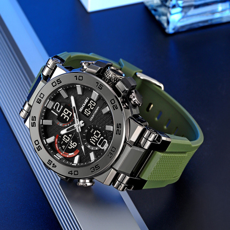 Прості електронні наручні чоловічі годинники SKMEI 2499AG, Тактичні годинники для ЗСУ DN-66, фото 1
