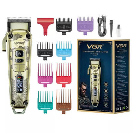 Машинка для стрижки VGR V-005, 8 насадок, Gold, фото 2