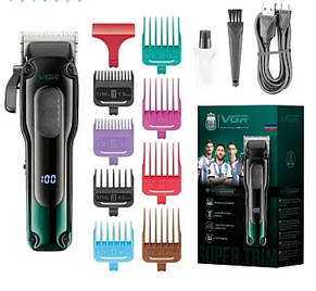 Машинка для стрижки (clipper) VGR V-013, 8 насадок, Green, фото 2