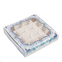 Коробка 150х150х30 (на 16 цукерок) з вікном "Олені"