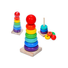 Дерев'яна іграшка пірамідка Bambi MD 0819P 6 кілець, Toyman