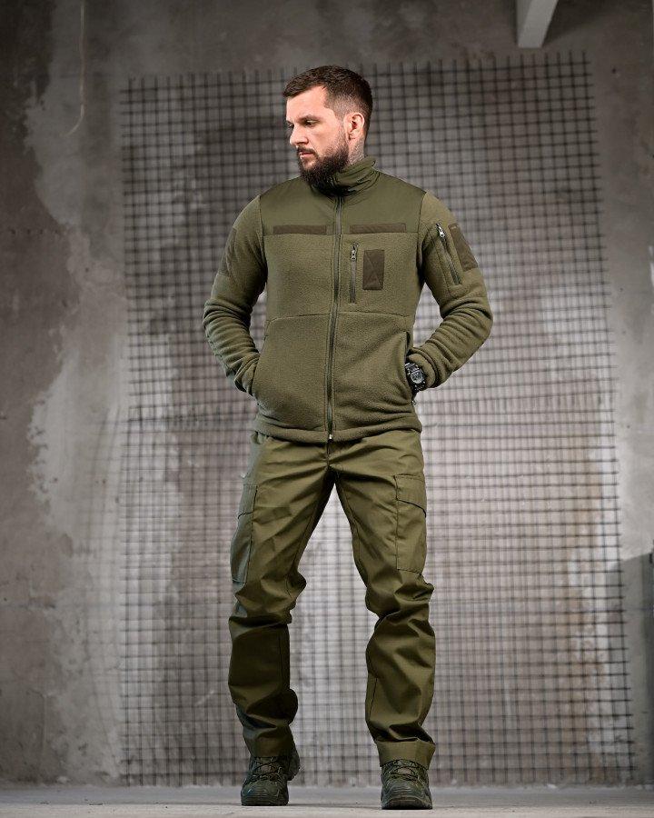 Тактичний костюм FENIX олива — флісовка + штани, тактична форма Polar fleece + ріп-стоп, військовий костюм для служби, фото 1