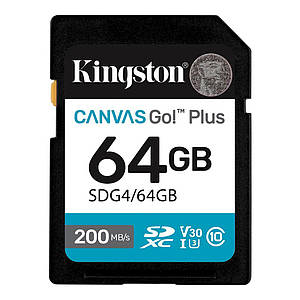 Карта пам`ятi SDXC 64GB UHS-I/U3 Class 10 Kingston Canvas Go! Plus R200/W200MB/s (SDG4/64GB)