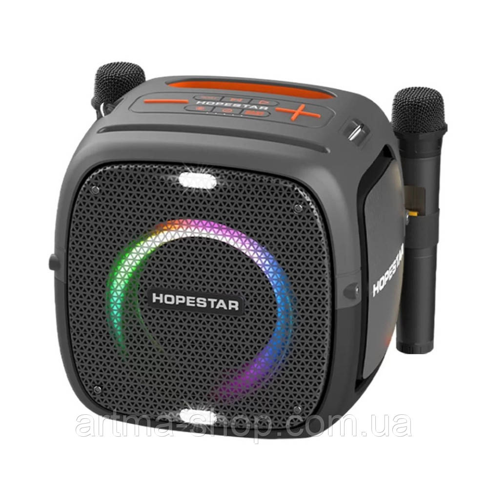 Бездротова Bluetooth колонка Hopestar Party one RGB на ременці та з 2-ма мікрофонами, RGB-підсвічування, Потужність 80Вт,