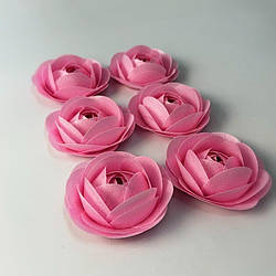 Набір вафельного декору для кондитерських виробів Ранункулюси рожеві, 8 см