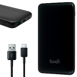 Повербанк зі швидкою зарядкою 10000мАг (USB/Type-C/Micro USB/Lightning), Budi M8J086 / Power Bank / УМБ