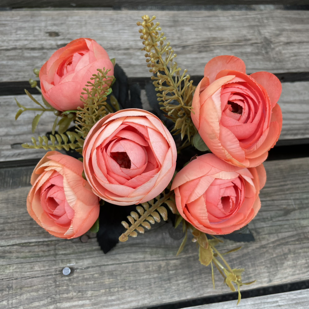 Штучні квіти Букет півонії камелія, лютики, рананкулюс 30 см, фото 1