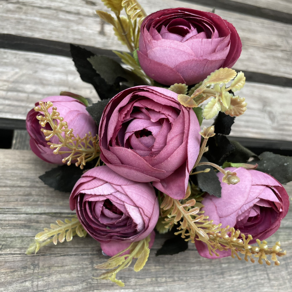 Штучні квіти Букет півонії камелія, лютики, рананкулюс 30 см, фото 1