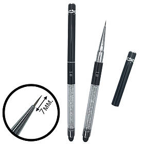 Тонка пензлик (№1,7 мм.) – лайнер для малювання та дизайну на нігтях з ковпачком та камінням.