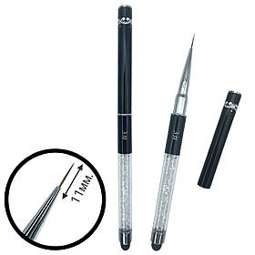 Тонка пензлик (№3, 11мм.) – лайнер для малювання та дизайну на нігтях з ковпачком та камінням.