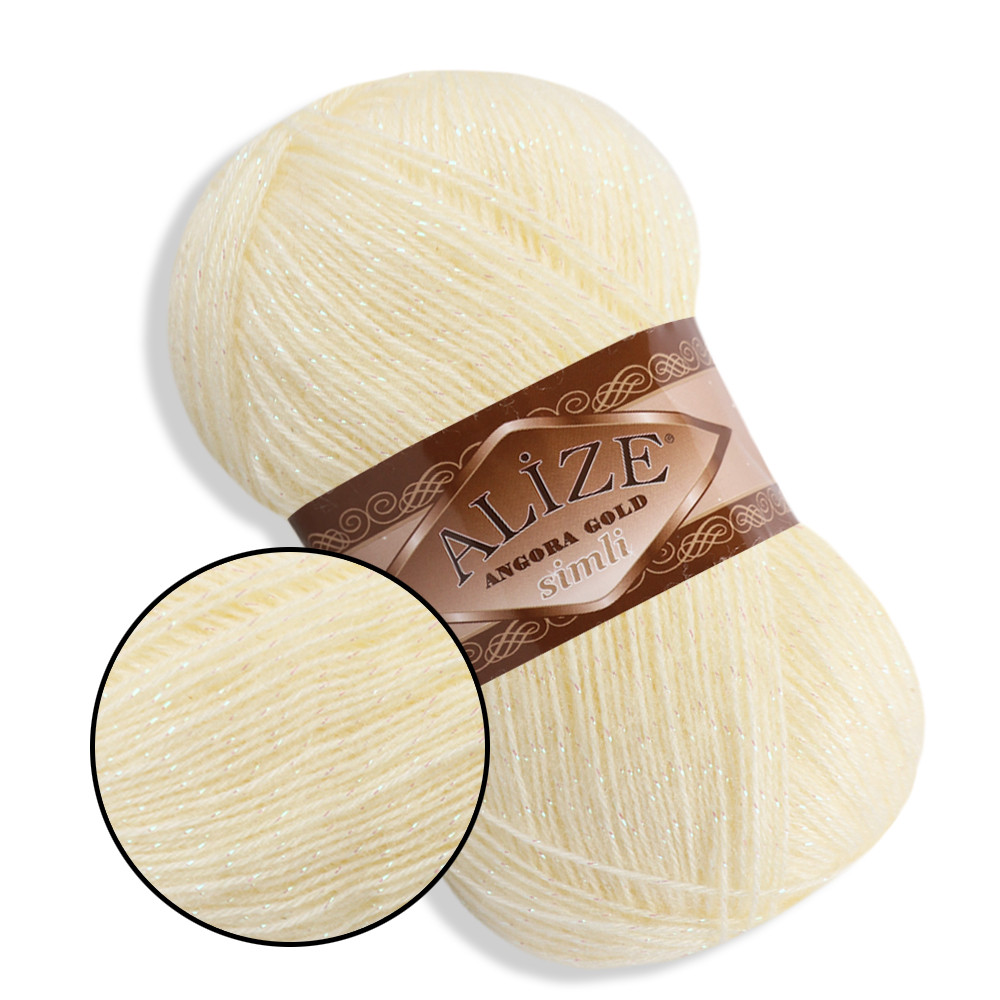 Alize Simli Angora Gold, Кремовий №01, фото 1