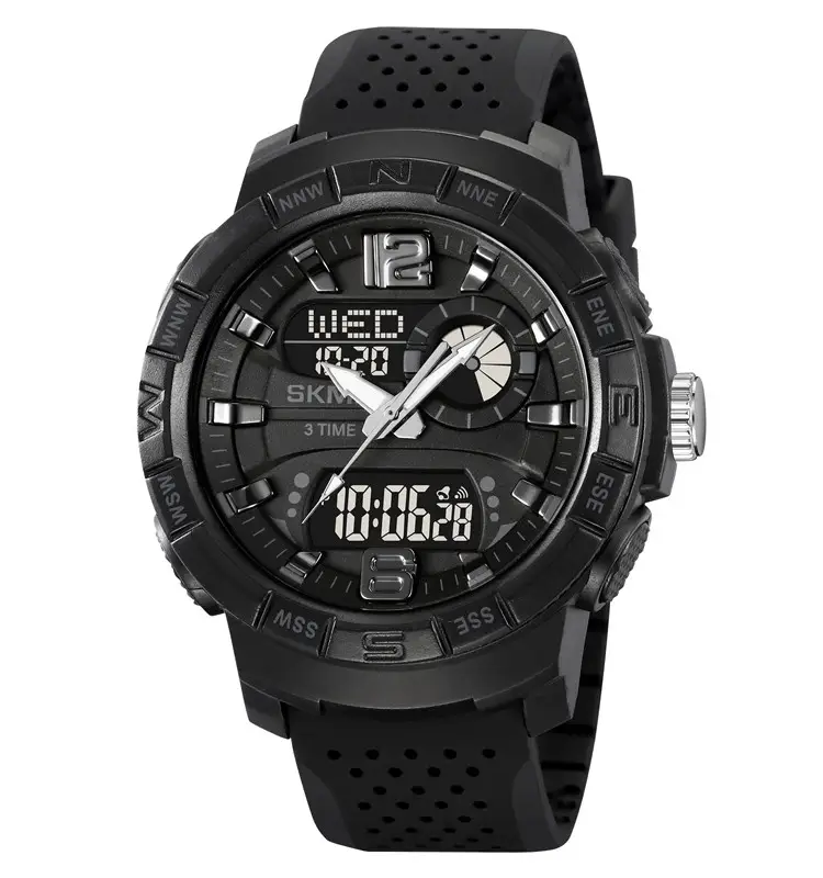 Годинник чоловічий наручний спортивний Skmei 2163 з подвійним дисплеєм і підсвічуванням (Чорний), фото 1
