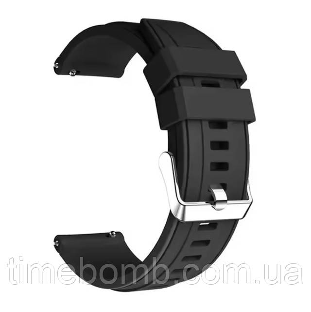 Силіконовий ремінець для годинника 22 мм чорний
