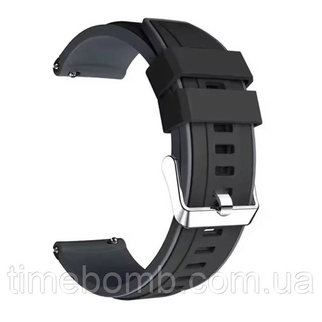 Силіконовий ремінець для годинника 22 мм чорно-сірий