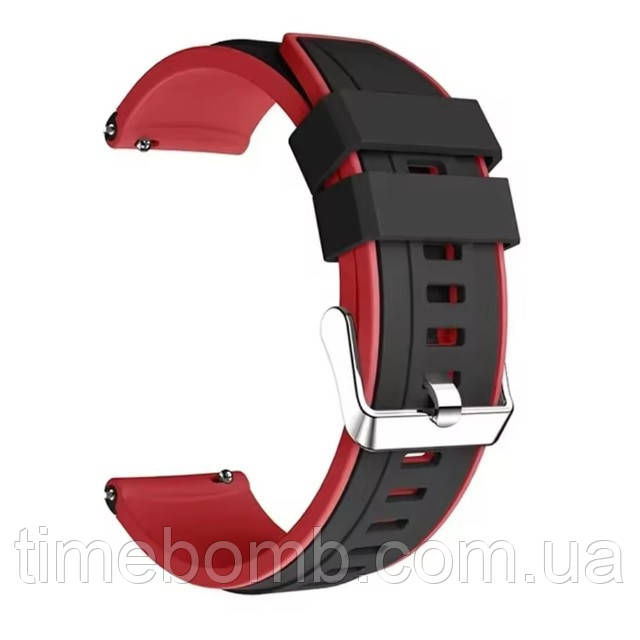 Силіконовий ремінець для годинника 22 мм чорно-червоний