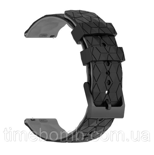 Силіконовий ремінець для годинника 22 мм чорно-сірий з тисненняи