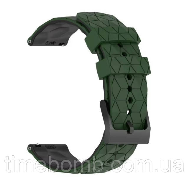 Силіконовий ремінець для годинника 22 мм зелений з тисненням