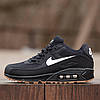 Чоловічі кросівки Nike Air Max 90 black white Найк Аір Макс 90 чорно-білі шкіряні, фото 7