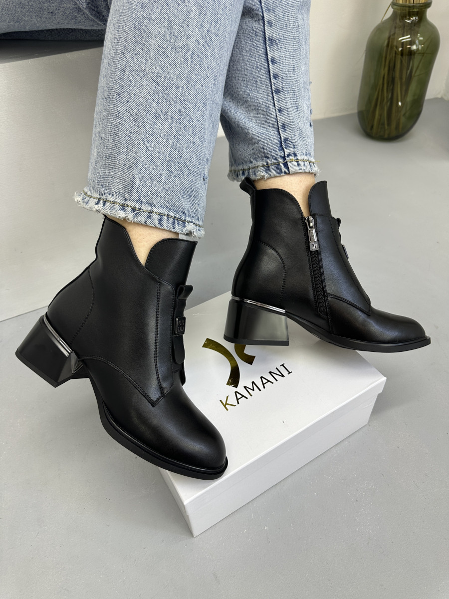 Черевики жіночі демісезонні MyClassic 2025-22-1 чорні шкіряні, фото 1