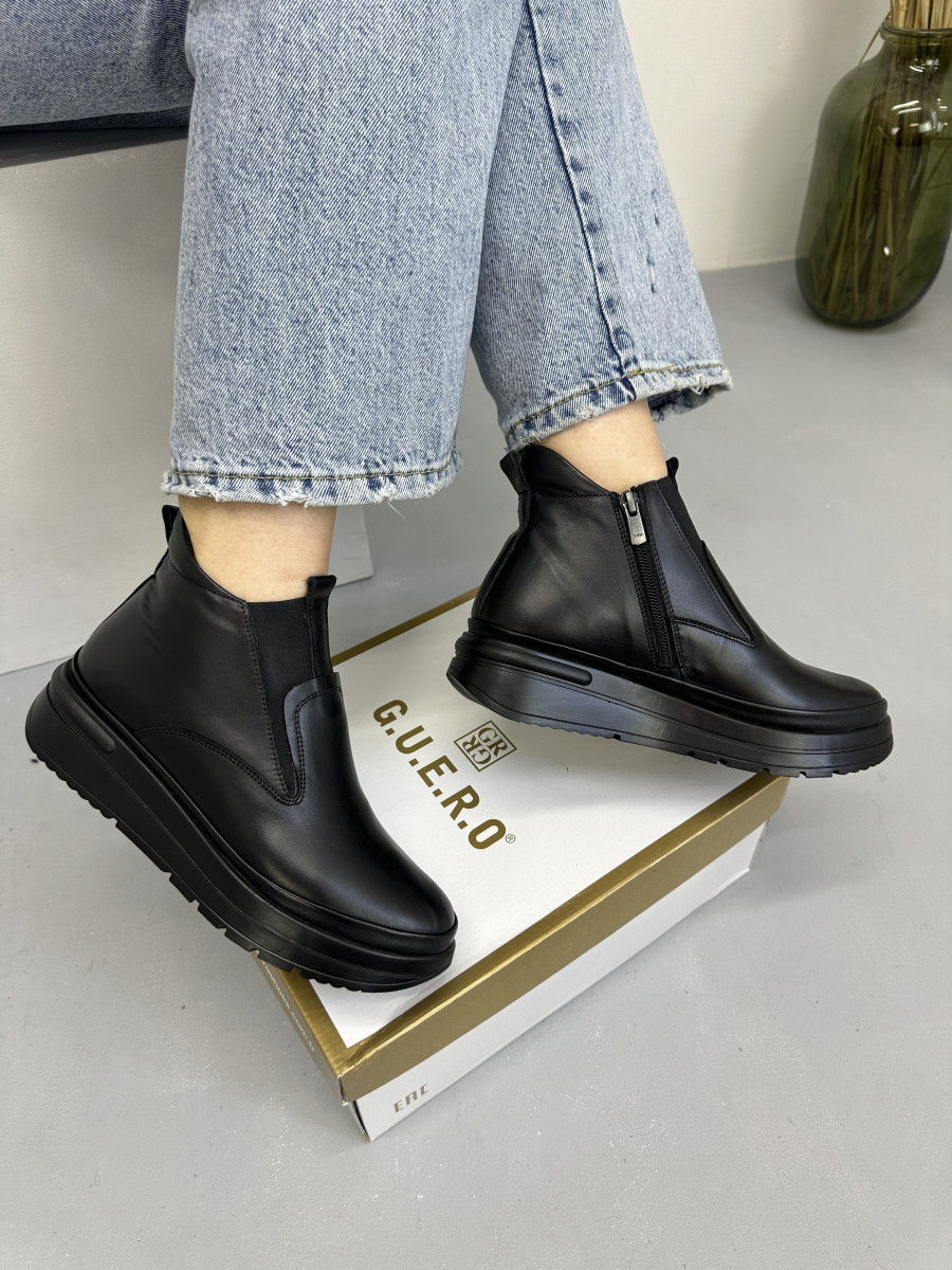 Черевики жіночі GUERO G197-655 Color 001 BATTAL чорні на платформі, фото 1