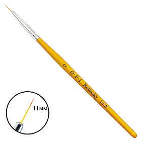 Тонкий пензлик OPI № 2, 11 мм з дерев'яною ручкою - для розпису, малювання та промальовування дрібних деталей на нігтях