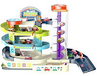 Музичний гараж для дитячих машинок T 103-77A іграшковий паркінг трек для машинок із машинками та підсвіткою AKR