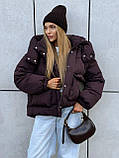 Жіночий зимовий об'ємний пуховик з капюшоном, фото 5