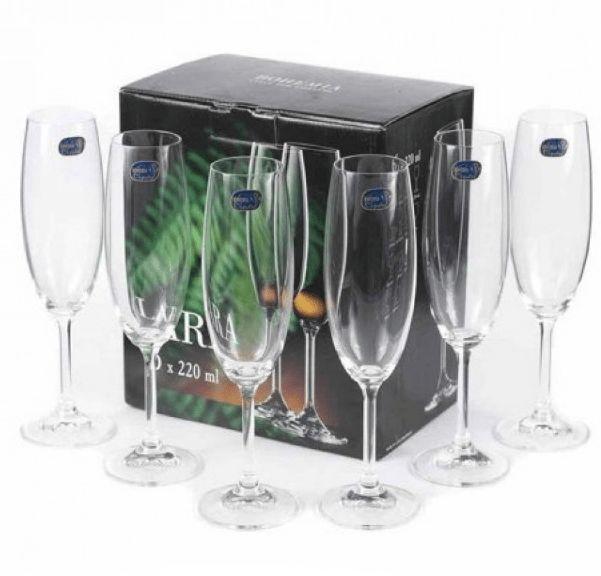Набір келихів для шампанського Bohemia Lara 220 мл 6 шт 40415/220 фужери для урочистостей і свят