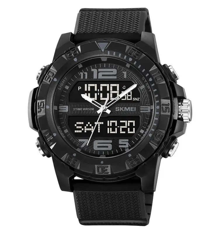 Годинник чоловічий наручний спортивний Skmei 2162 з подвійним дисплеєм і підсвічуванням (Чорний), фото 1